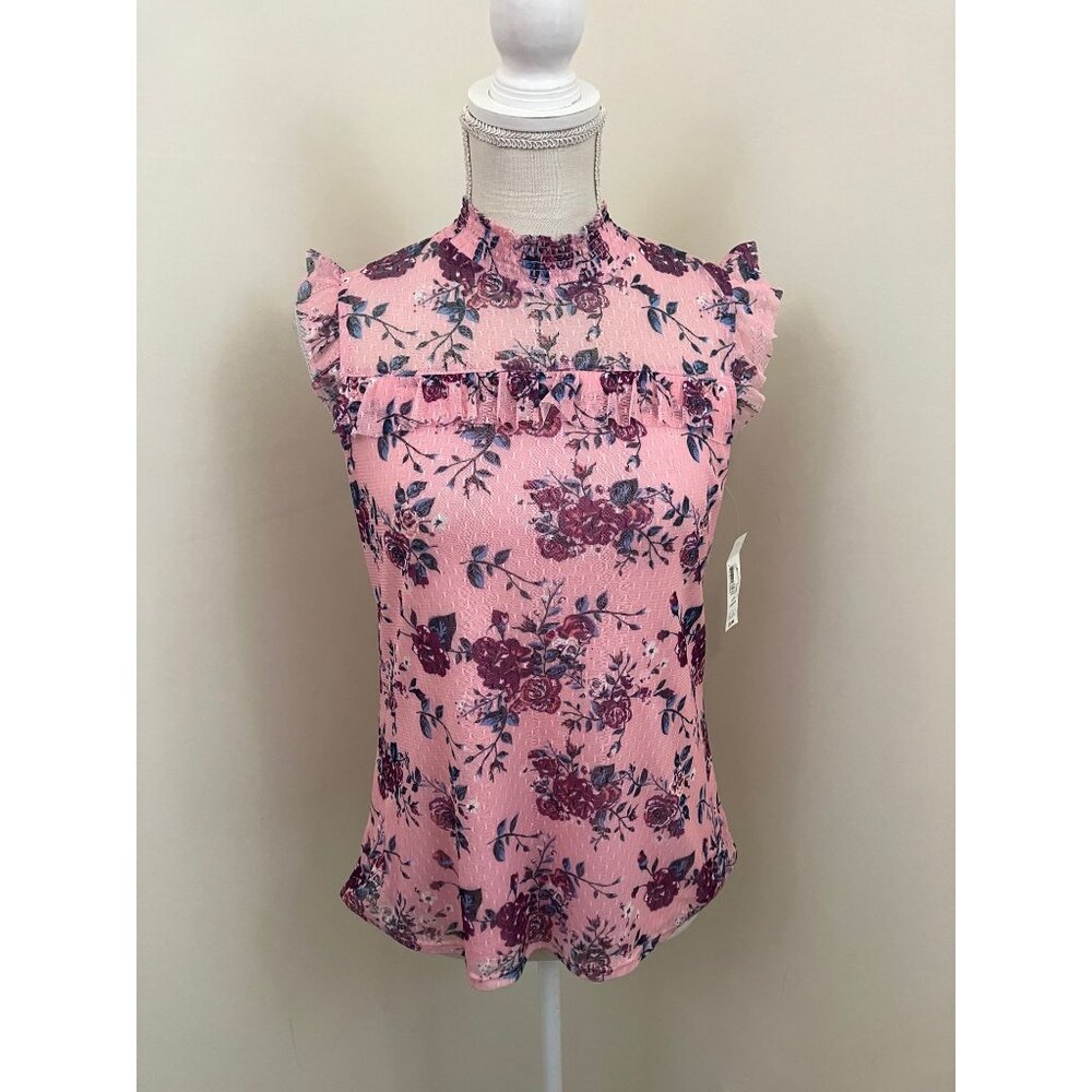 No Boundaries Pink Floral Print Sleeveless Top Size Medium NWT
